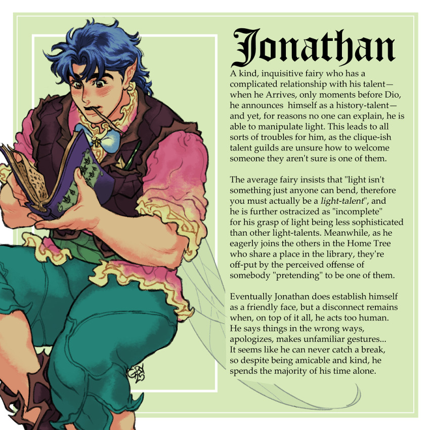 alternate_ears, blue_hair, blush, book, bow, bowtie, crossover, disney_fairies