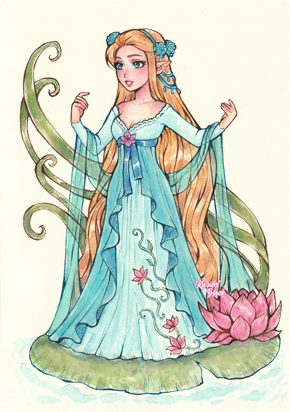 blonde_hair, blush, breasts, cleavage, disney_fairies, disney_fairies_(book_series), dress, eyelashes