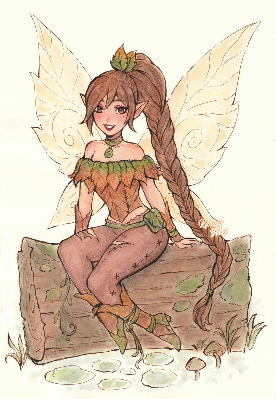 alternate_costume, braid, brown_hair, collar, disney_fairies, disney_fairies_(movie_series), fairy, fairy_wings