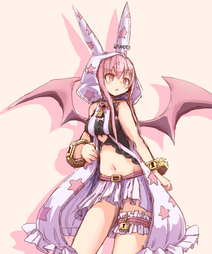 1girl, belt, black_shirt, bracelet, breasts, dragon_wings, emil_chronicle_online, highres