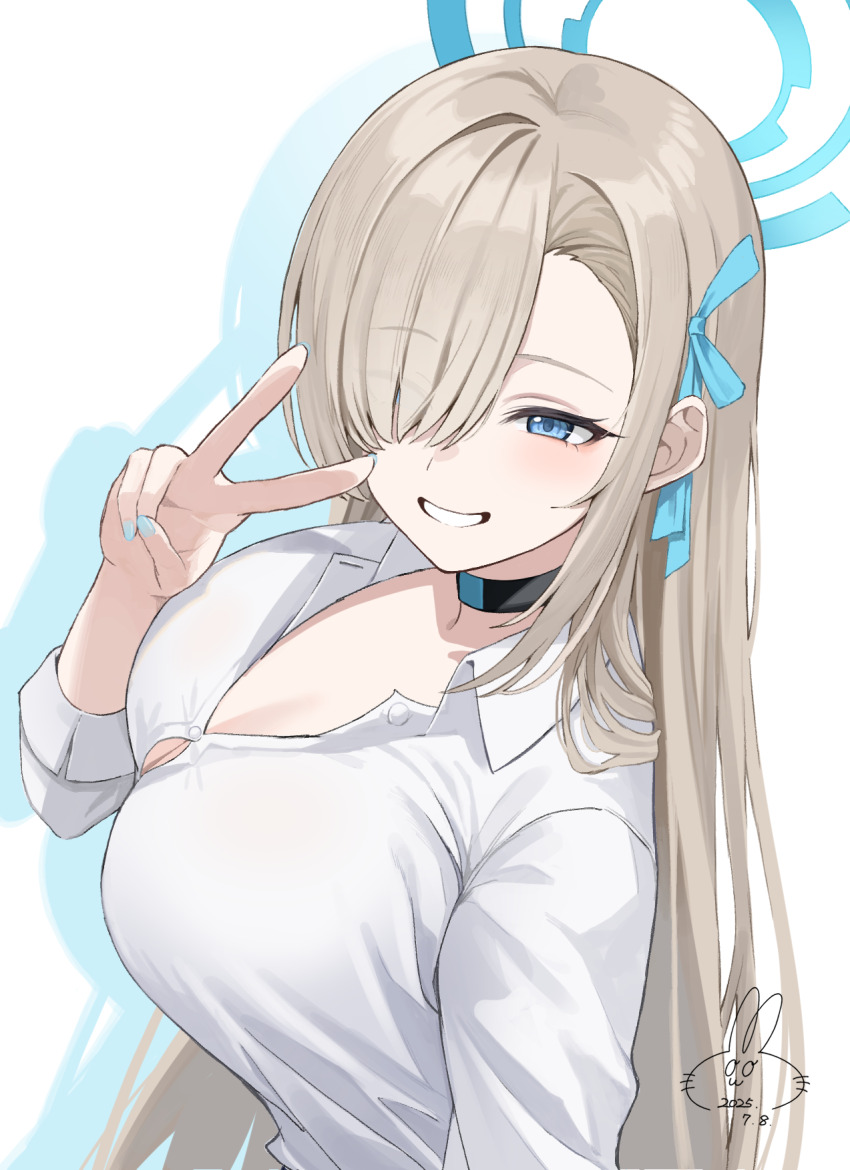 1girl, asuna_(blue_archive), asuna_(school_uniform)_(blue_archive), awa_(awao141), black_choker, blue_archive, blue_bow, blue_bowtie