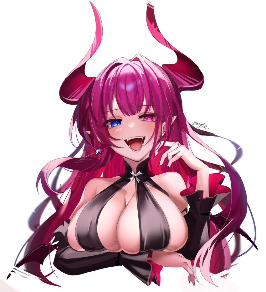 1girl, arm_under_breasts, azur_lane, bare_shoulders, black_dress, blue_eyes, breasts, cleavage