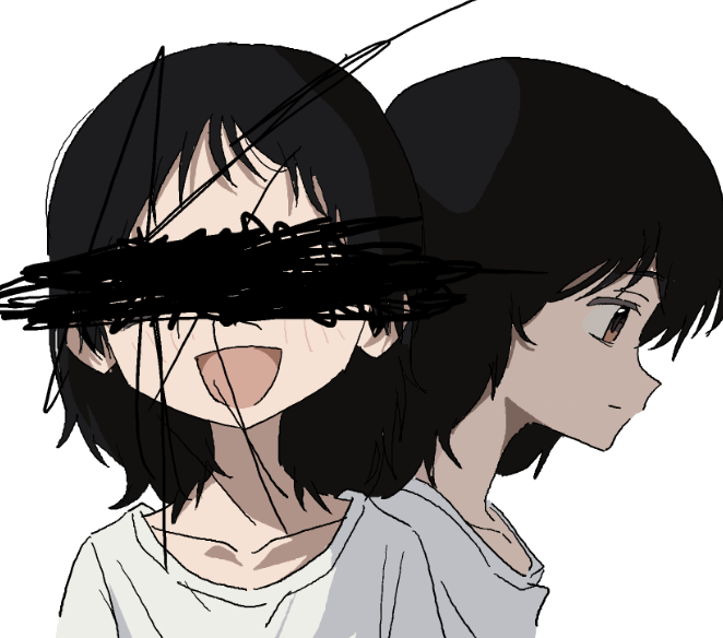 censored, censored_identity, hashtag-only_commentary, kuze_shizuka, mimimi222, open_mouth, takopii_no_genzai, white_background