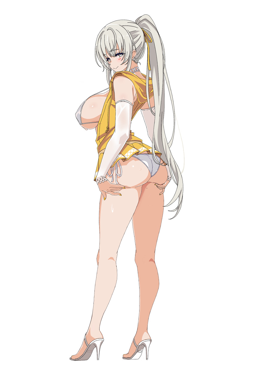 1girl, ass, ass_support, bikini, blush, breasts, choker, dian_cecht_(lost_sword)