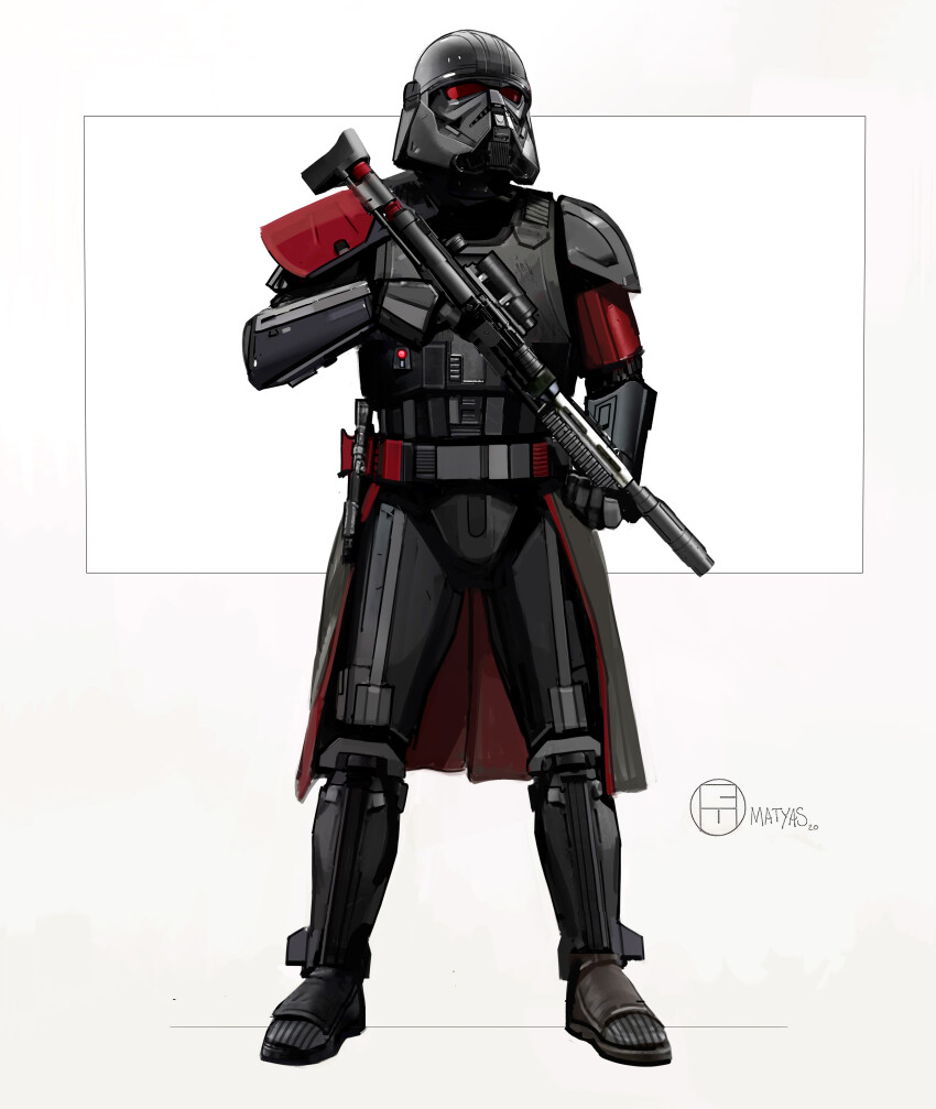 1boy, absurdres, armor, artist_name, black_armor, black_helmet, brian_matyas, full_body