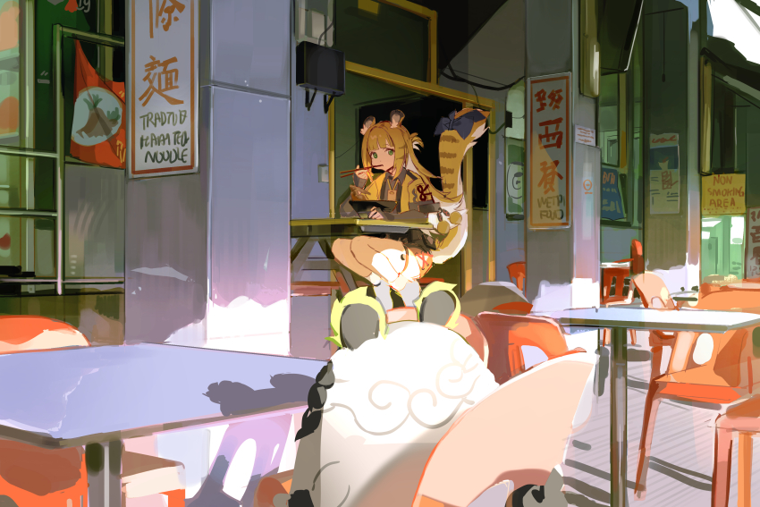 1girl, absurdres, animal_ear_fluff, animal_ears, bangboo_(zenless_zone_zero), belion_(zenless_zone_zero), black_shirt, blonde_hair