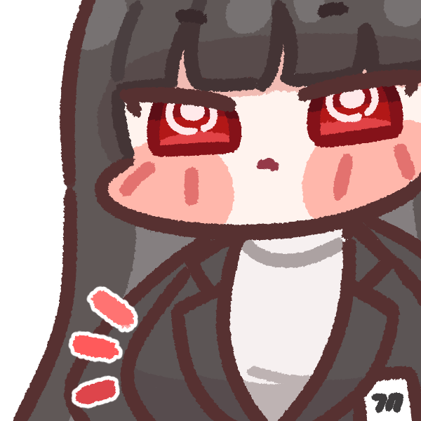 bags_under_eyes, black_suit, blue_archive, blush_stickers, bugi_33, chibi, chibi_only, closed_mouth