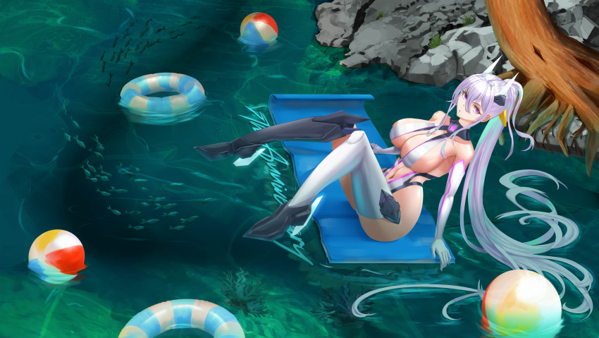 1girl, absurdly_long_hair, absurdres, alternate_costume, artknight045, asymmetrical_footwear, asymmetrical_legwear, azur_lane