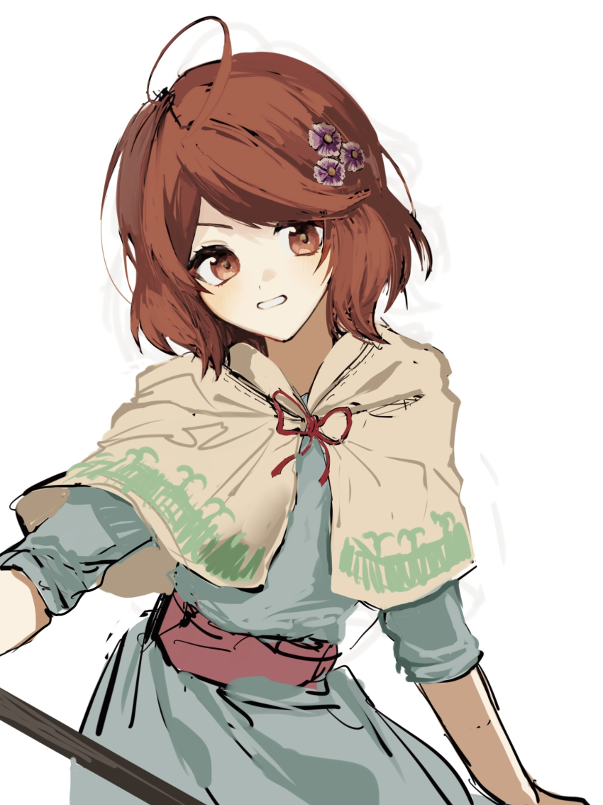 1girl, blue_dress, bob_cut, capelet, commentary_request, cowboy_shot, dragon_quest, dragon_quest_x