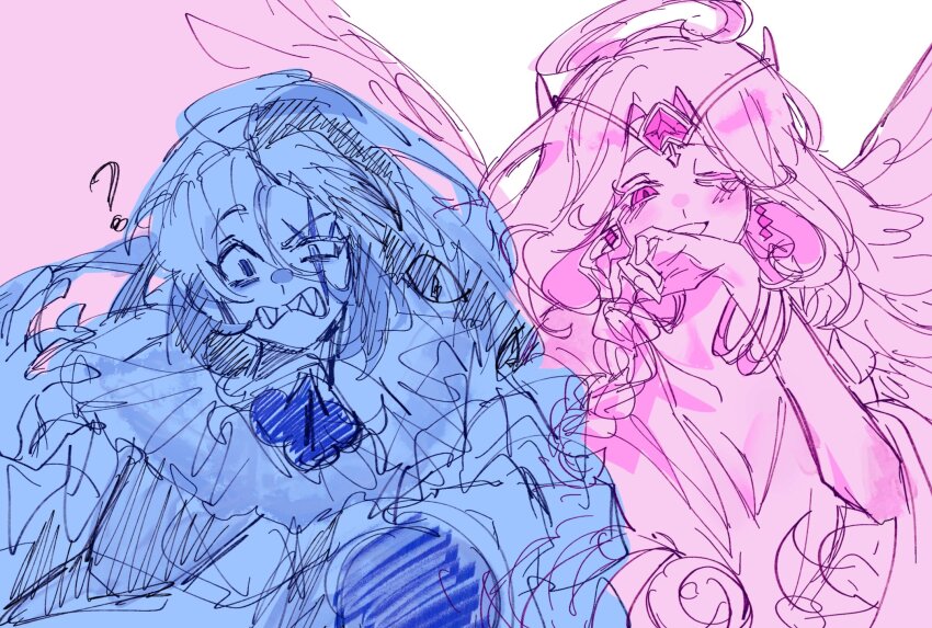 1boy, 1girl, blue_skin, brooch, colored_skin, cookie_run, cookie_run:_kingdom, eternal_sugar_cookie