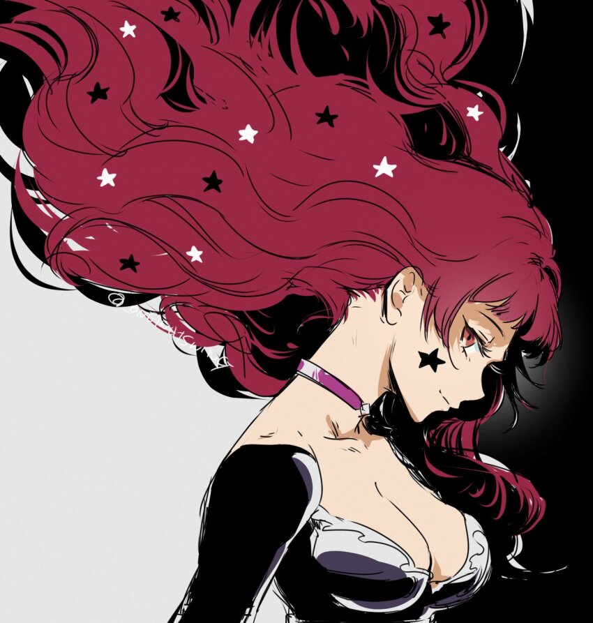 1girl, breasts, choker, cleavage, facial_mark, fire_emblem, fire_emblem_engage, hair_ornament