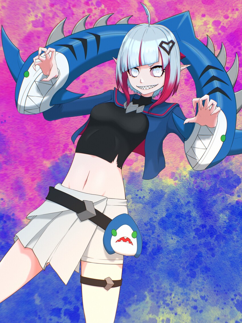 1girl, absurdres, blood_golem, briar_(league_of_legends), highres, league_of_legends, multicolored_hair, sharp_teeth