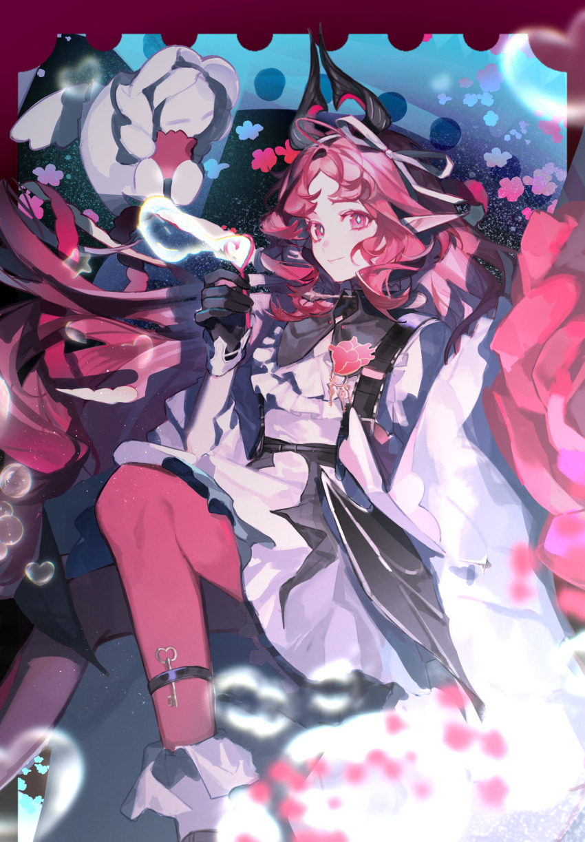 1girl, arknights, black_gloves, chinese_commentary, closed_mouth, commentary_request, diamond-shaped_pupils, diamond_(shape)