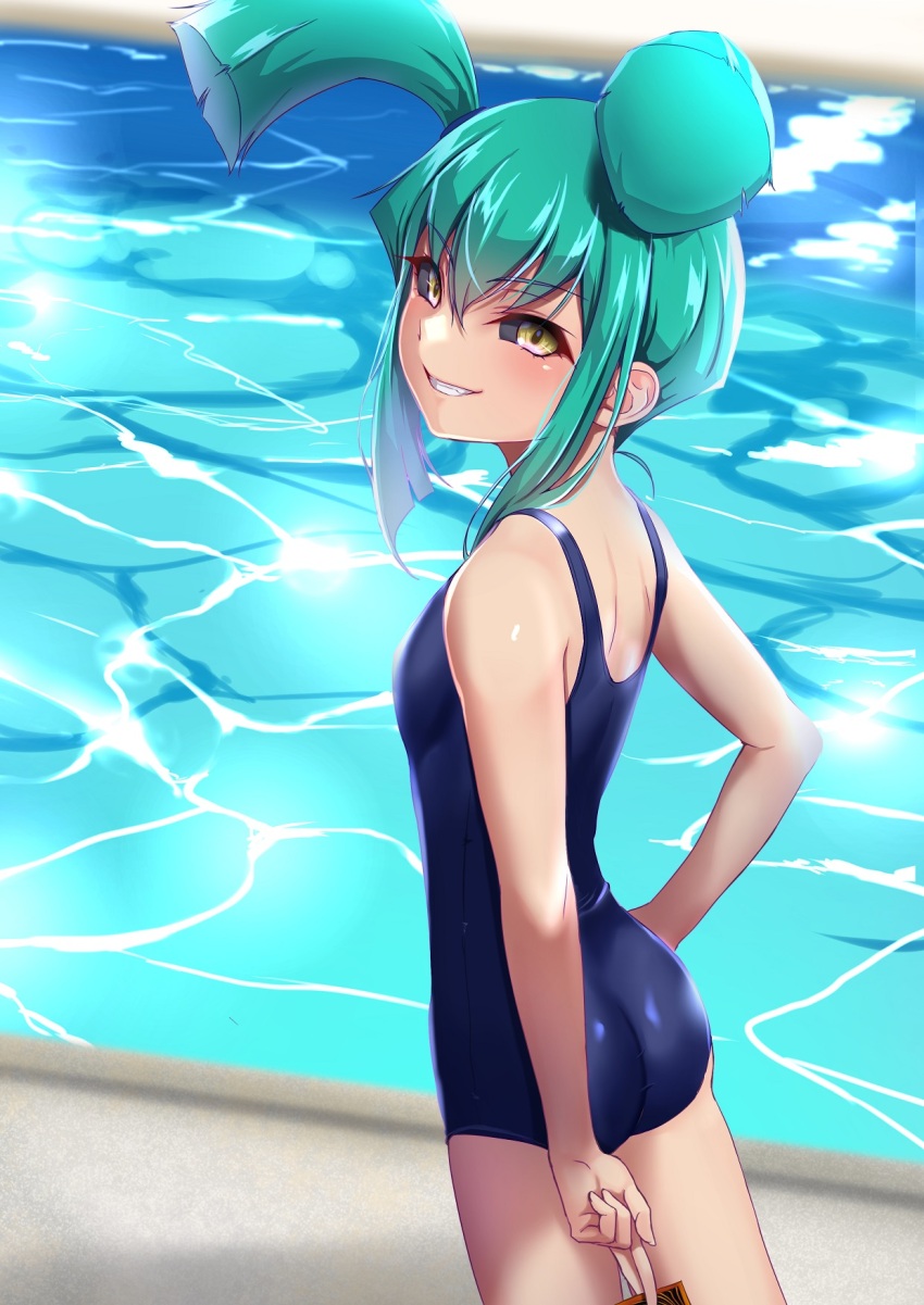1girl, aqua_hair, ass, black_sclera, breasts, colored_sclera, dark_persona, dark_signer