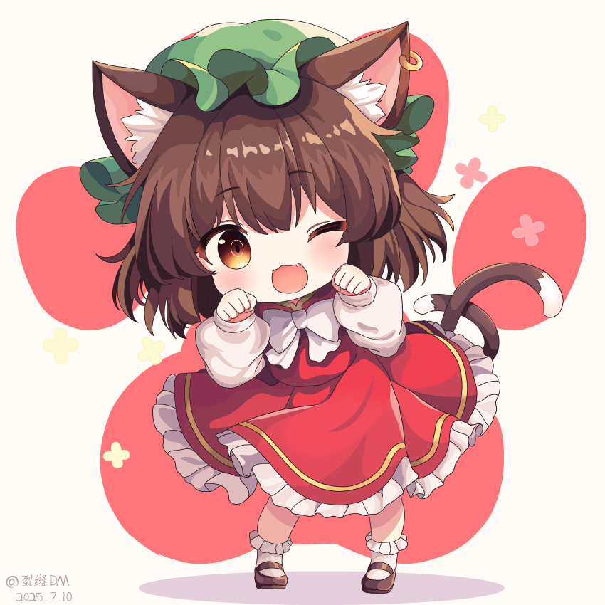 1girl, :3, ;d, absurdres, animal_ear_fluff, animal_ear_piercing, animal_ears, artist_name