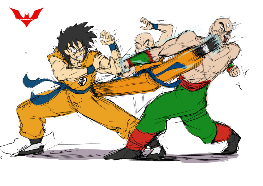 3boys, absurdres, bald, bald_male, batmandrewart, black_hair, blocking, blue_eyes