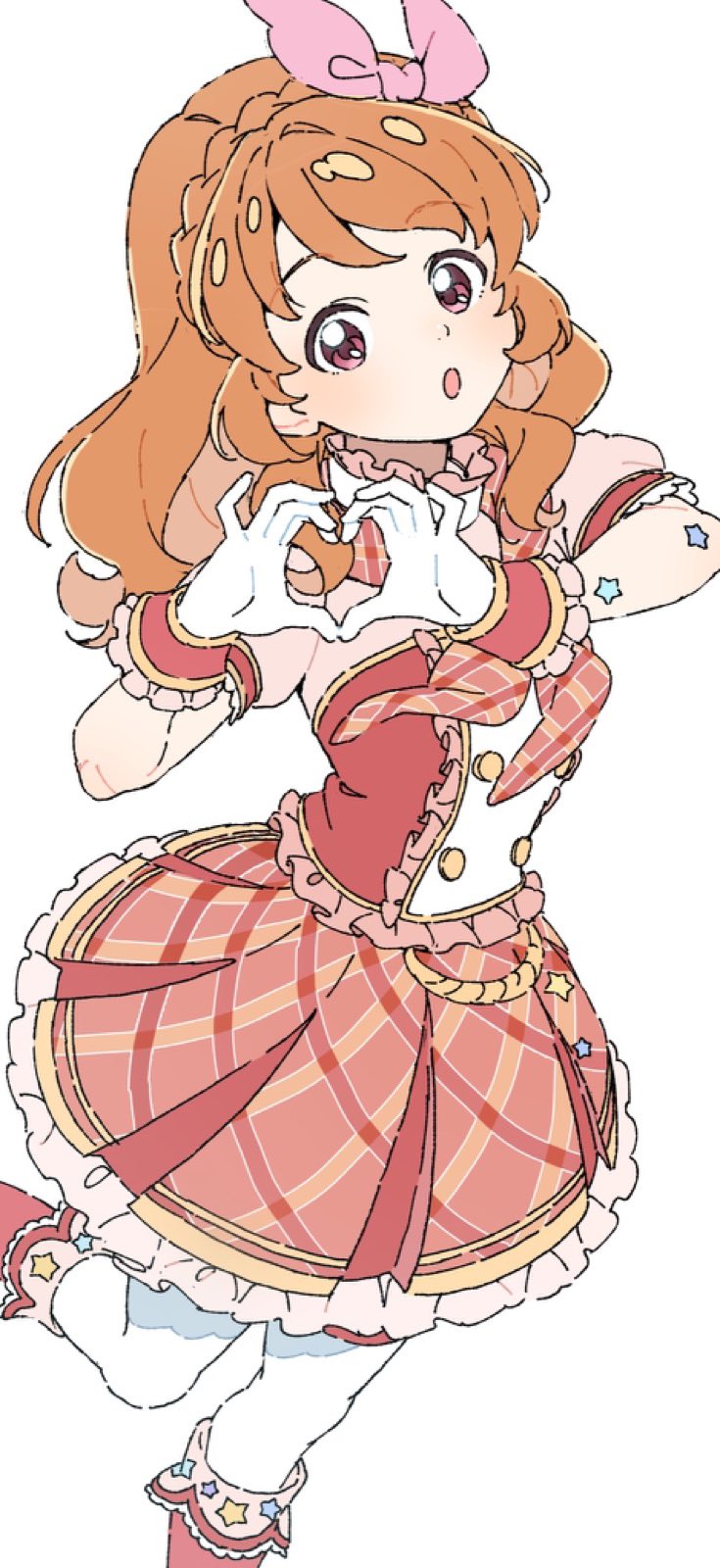 1girl, :o, aikatsu!, aikatsu!_(series), boots, bow, braid, buttons