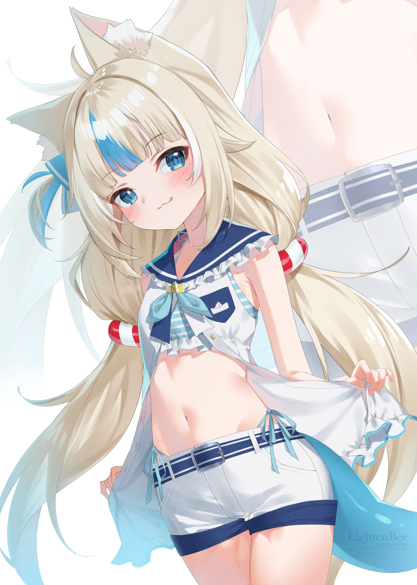 1girl, :3, absurdres, ahoge, animal_ear_fluff, animal_ears, bikini, bikini_under_clothes