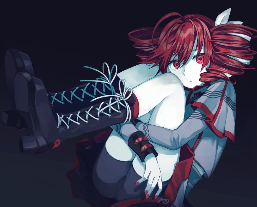 1girl, absurdres, ahoge, beekan, belt, bike_shorts, bike_shorts_under_skirt, black_background