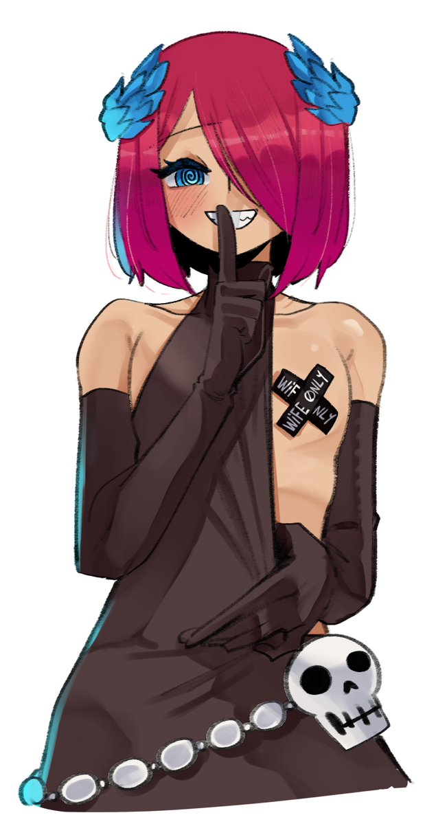 1boy, @_@, bare_shoulders, belt, blue_eyes, blue_light, blush, brooch