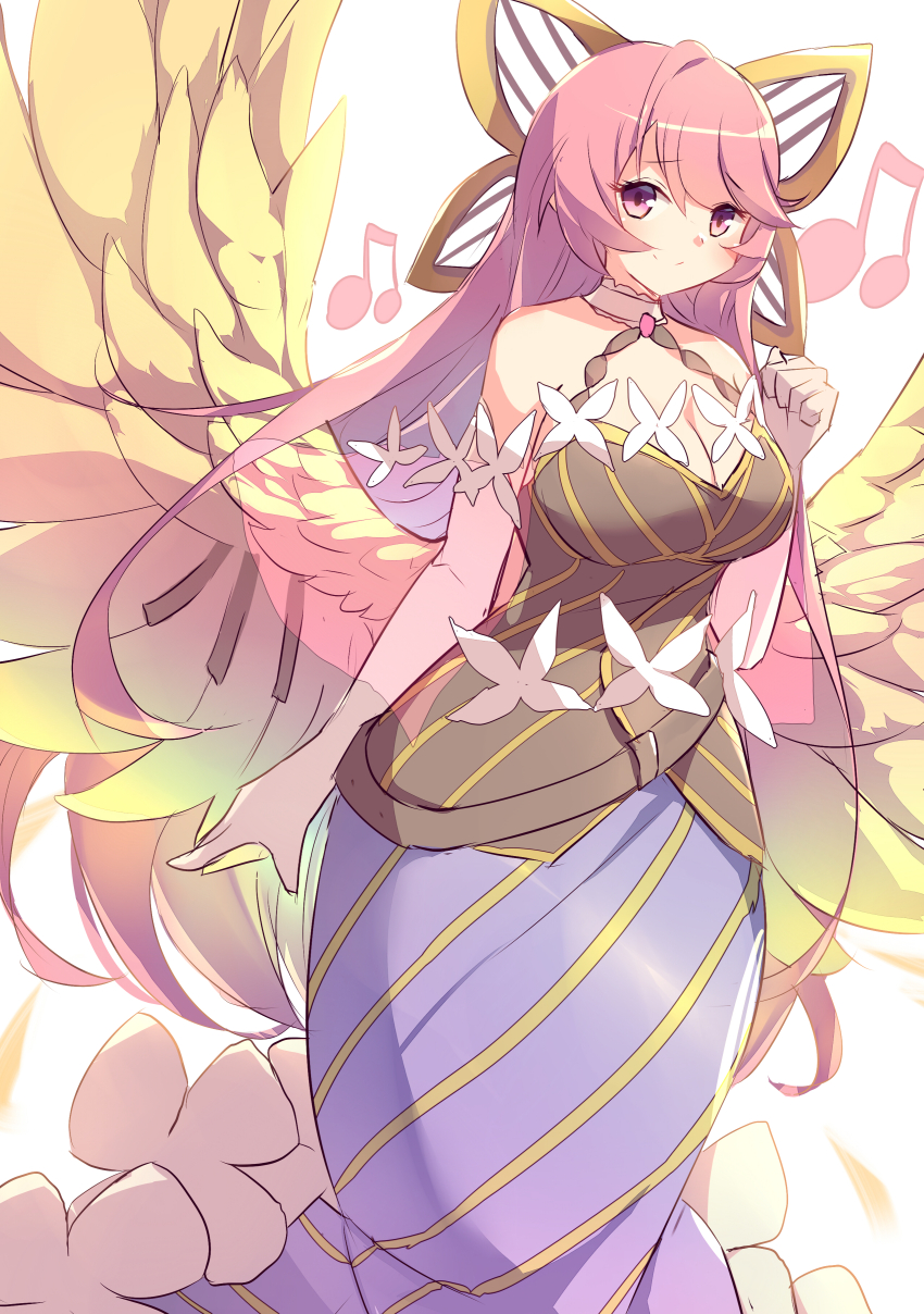 1girl, absurdres, breasts, cleavage, closed_mouth, commentary_request, conductor, conductor_baton