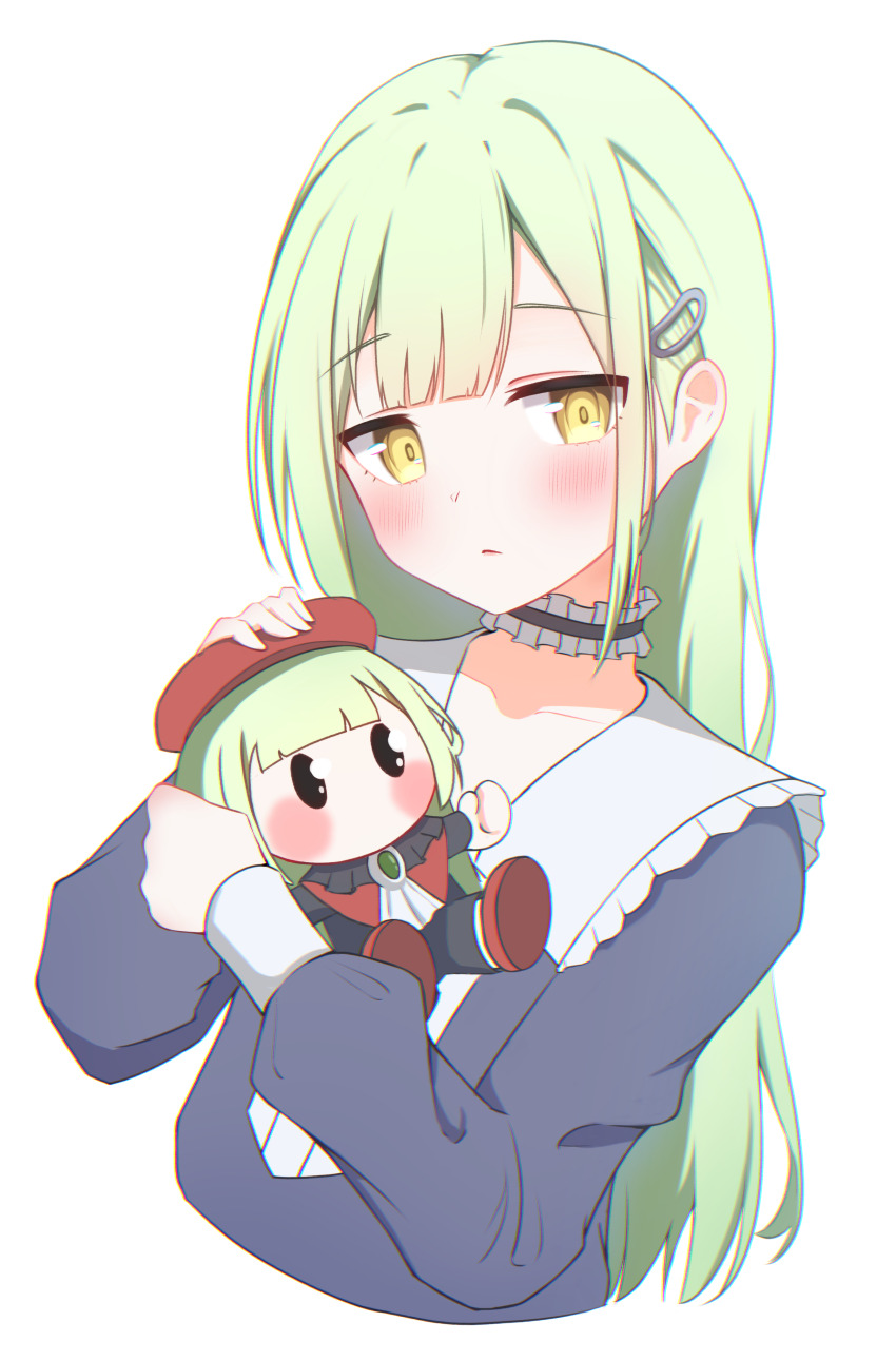 1girl, absurdres, asagizu, bang_dream!, bang_dream!_it's_mygo!!!!!, blue_dress, blush, choker