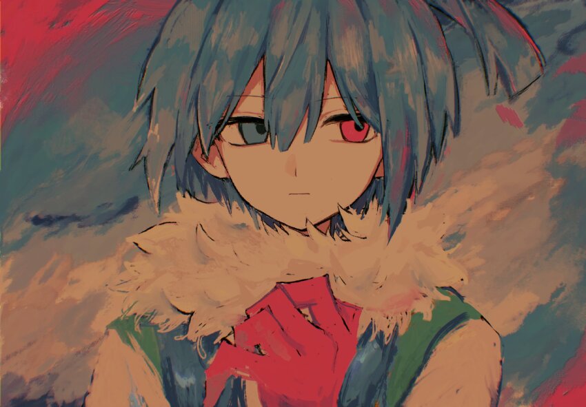 1boy, blue_eyes, blue_hair, closed_mouth, expressionless, griffon0416, highres, male_focus