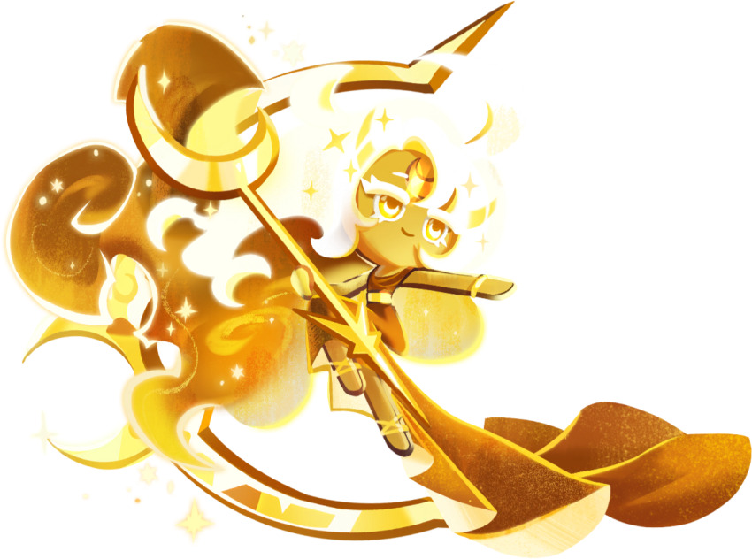 1girl, ahoge, blonde_hair, bracelet, chibi, chibi_only, colored_eyelashes, cookie_run