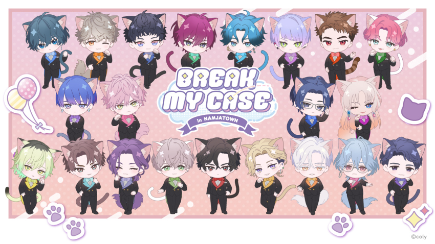 6+boys, :<, :3, :p, ;3, ahoge, aizawa_shinobu_(break_my_case), animal_ear_fluff