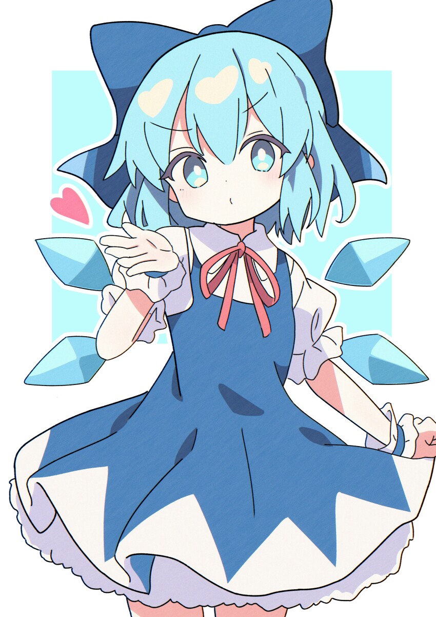 1girl, absurdres, aqua_eyes, aqua_hair, black201_wav, blue_dress, blue_ribbon, bright_pupils