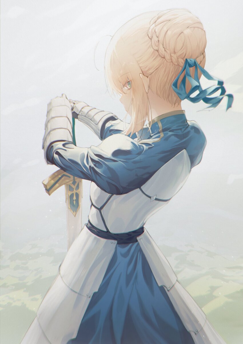 1girl, absurdres, ahoge, armor, armored_dress, armored_gloves, artoria_pendragon_(fate), blonde_hair