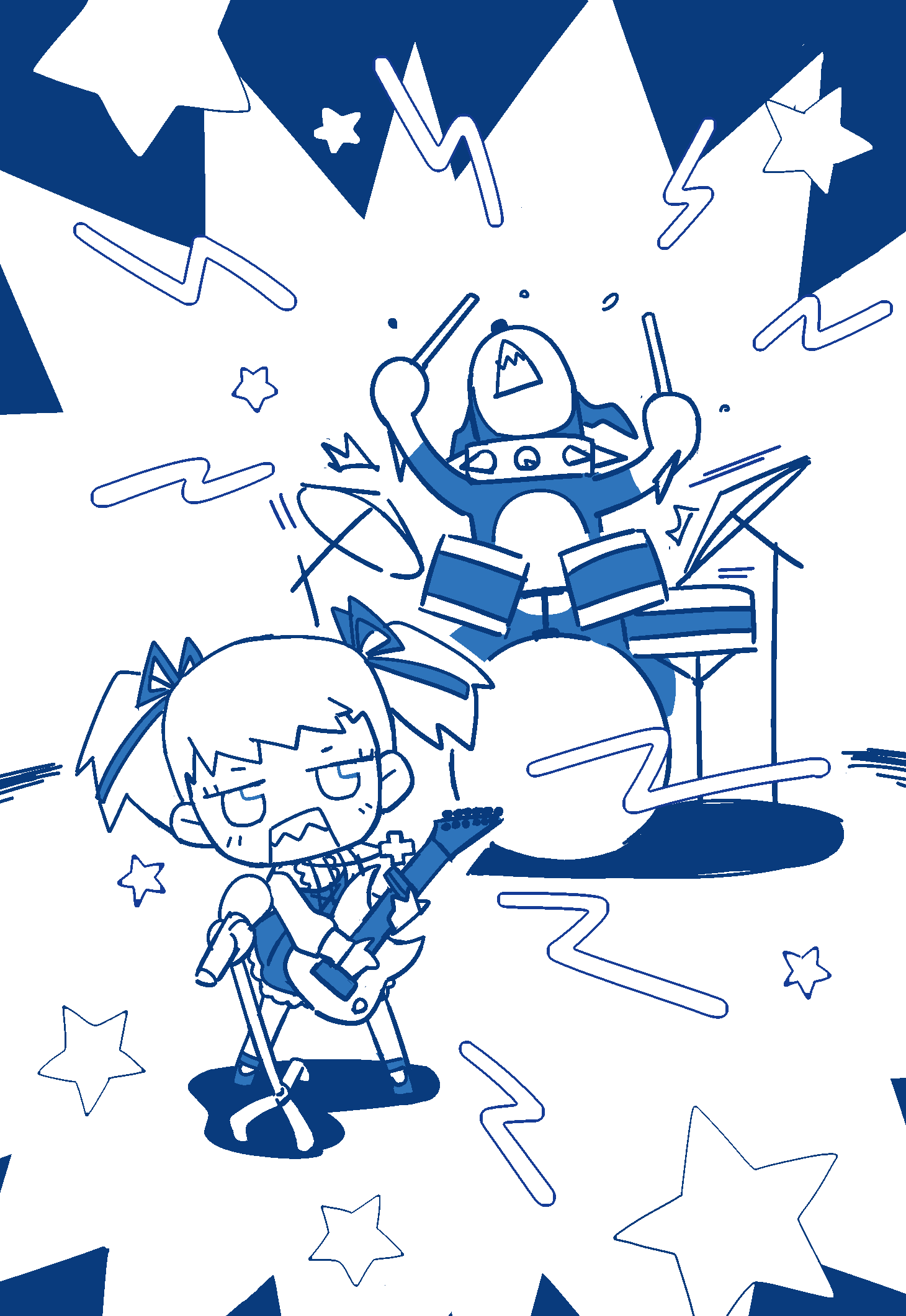 alice_mccoy, collar, digimon, digimon_tamers, dobermon, dog, electric_guitar, gothic_lolita