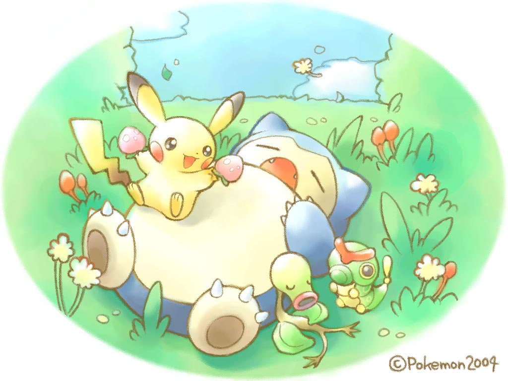 bellsprout, berry_(pokemon), caterpie, eo_kanako, flower, gen_1_pokemon, mushroom, nintendo