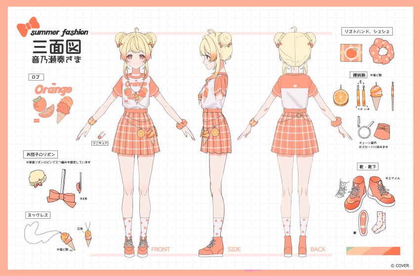 1girl, absurdres, ahoge, artist_request, blonde_hair, bow, closed_mouth, clothes_writing