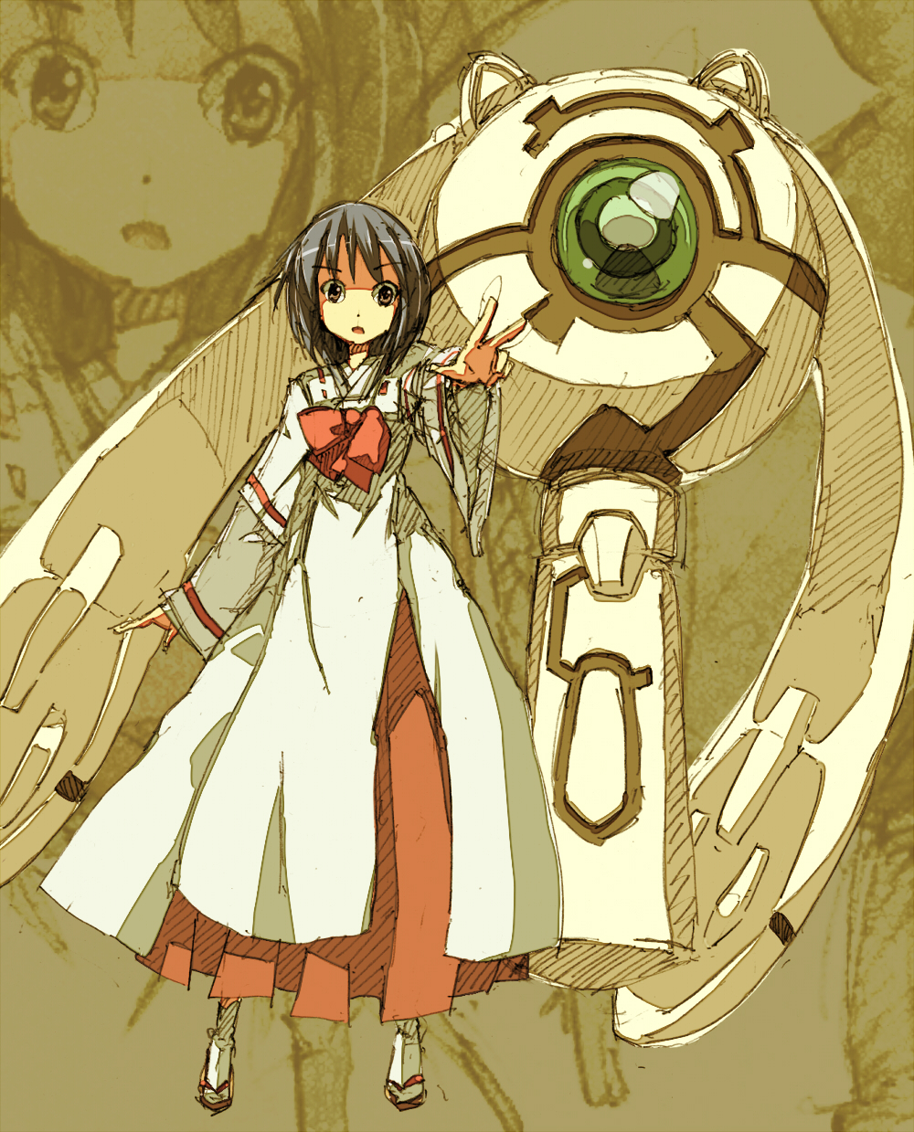 1girl, blue_hair, brown_eyes, female_focus, highres, japanese_clothes, kamisama_dolls, kuga_utao