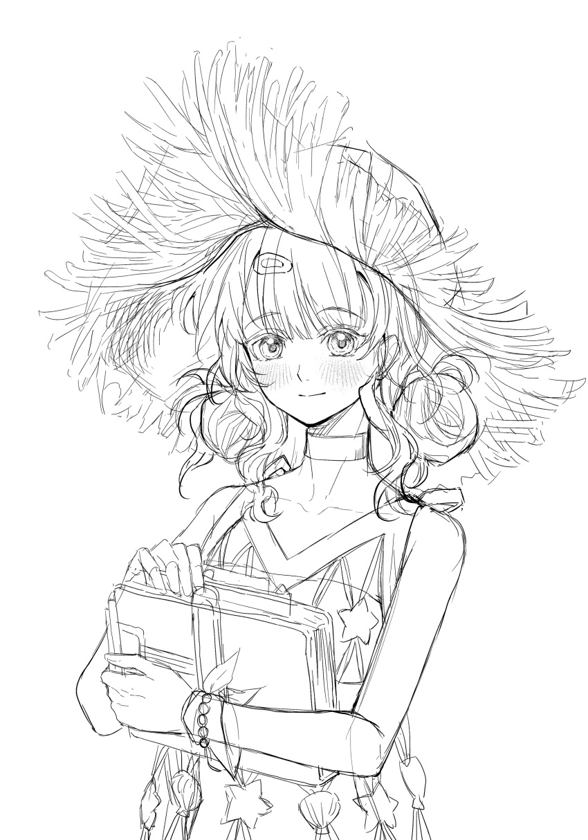 1girl, absurdres, bai_wuya_bu_he_naicha_yo, bare_arms, bare_shoulders, choker, closed_mouth, dress