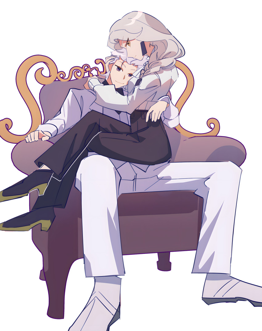 1boy, 1girl, absurdres, couple, earrings, glasses, highres, hug