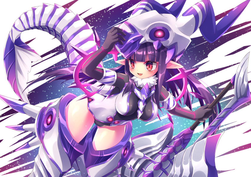 1girl, black_bodysuit, bodysuit, breasts, emil_chronicle_online, fins, fish_tail, helm