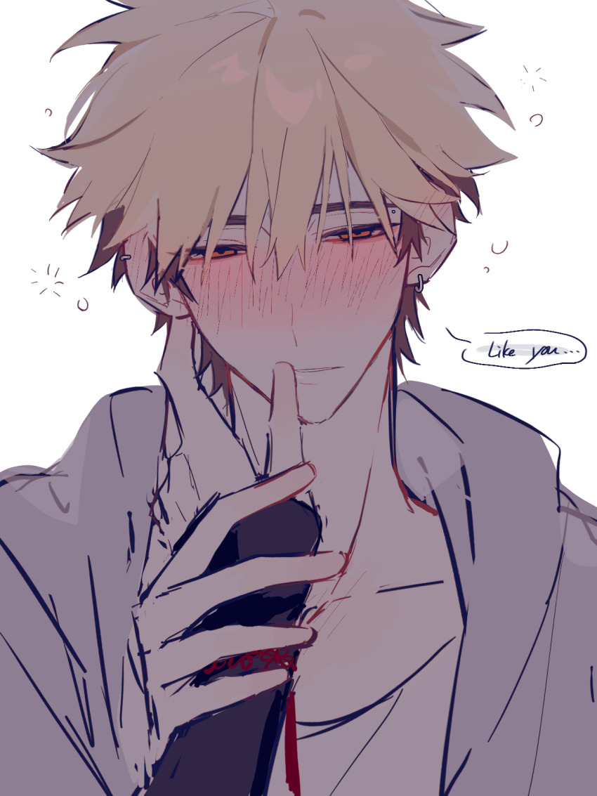 2boys, alternate_costume, black_hair, black_shirt, blonde_hair, blush, bracelet, chinese_commentary