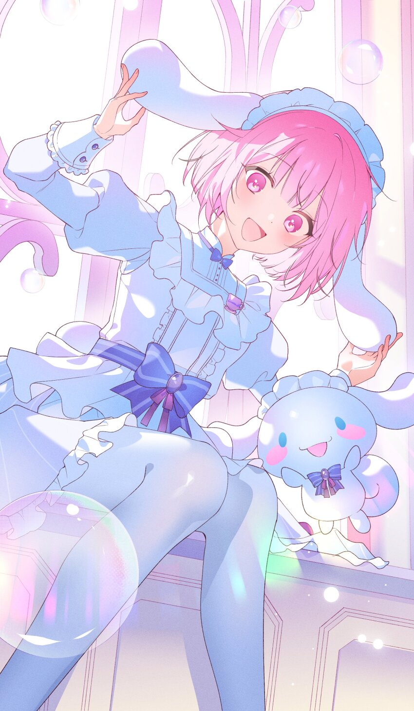 1girl, :d, absurdres, backlighting, blue_eyes, blunt_bangs, blush, blush_stickers