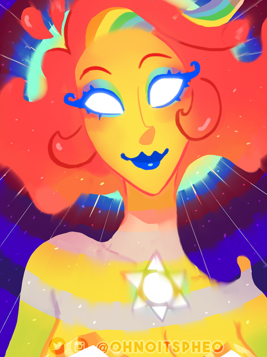 1girl, @ohnoitspheo, breasts, disembodied_hand, divine_entity, green_hair, halo, highres