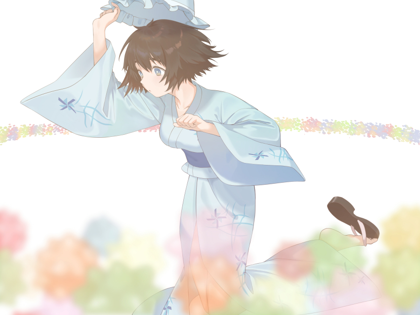 1girl, :o, bare_legs, barefoot, black_hair, blue_eyes, breasts, collarbone