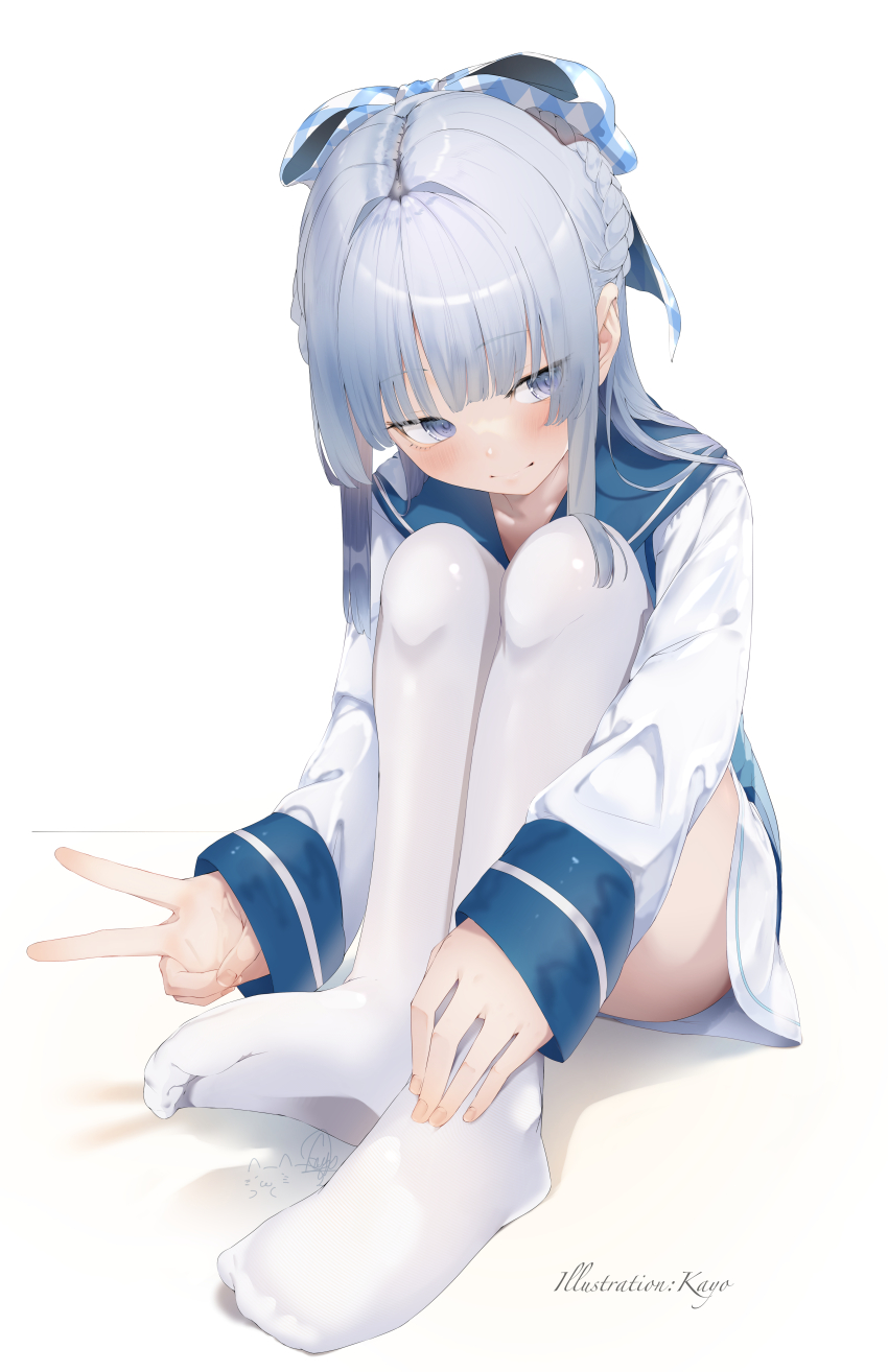 1girl, absurdres, artist_name, blue_bow, blue_eyes, blue_sailor_collar, blush, bow