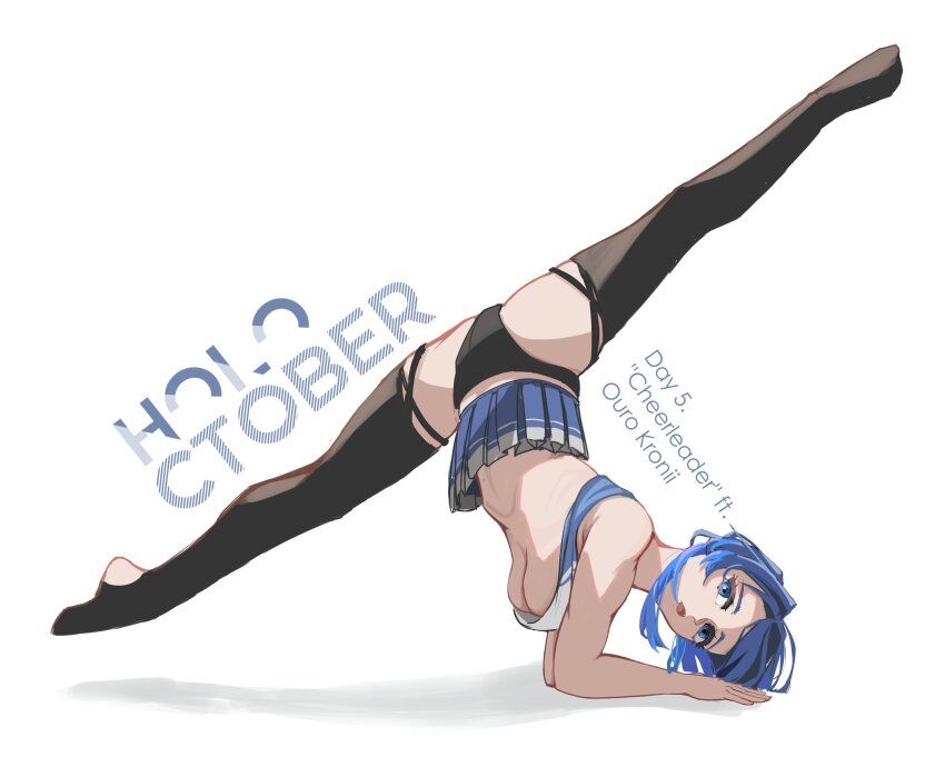 1girl, breasts, flexible, highres, hololive, hololive_english, large_breasts, ouro_kronii, ploovy, simple_background, tagme, underboob, virtual_youtuber