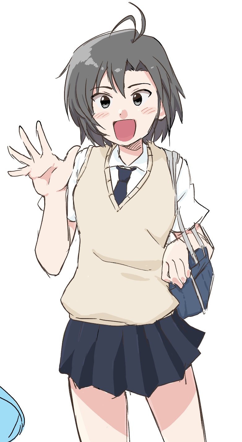 antenna_hair, bag, black_hair, collared_shirt, handbag, highres, idolmaster, idolmaster_(classic)