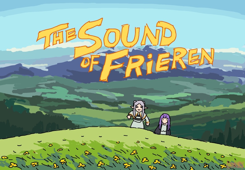 2girls, :3, elf, expressionless, fern_(sousou_no_frieren), frieren, grey_hair, highres