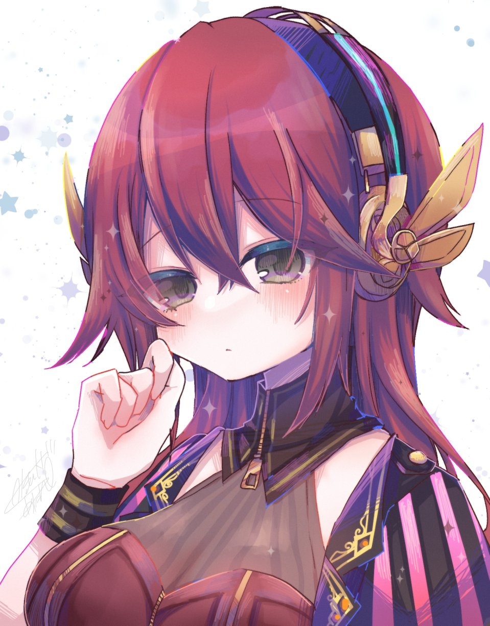 1girl, automedic_alma, black_eyes, breasts, dress, emil_chronicle_online, headgear, highres