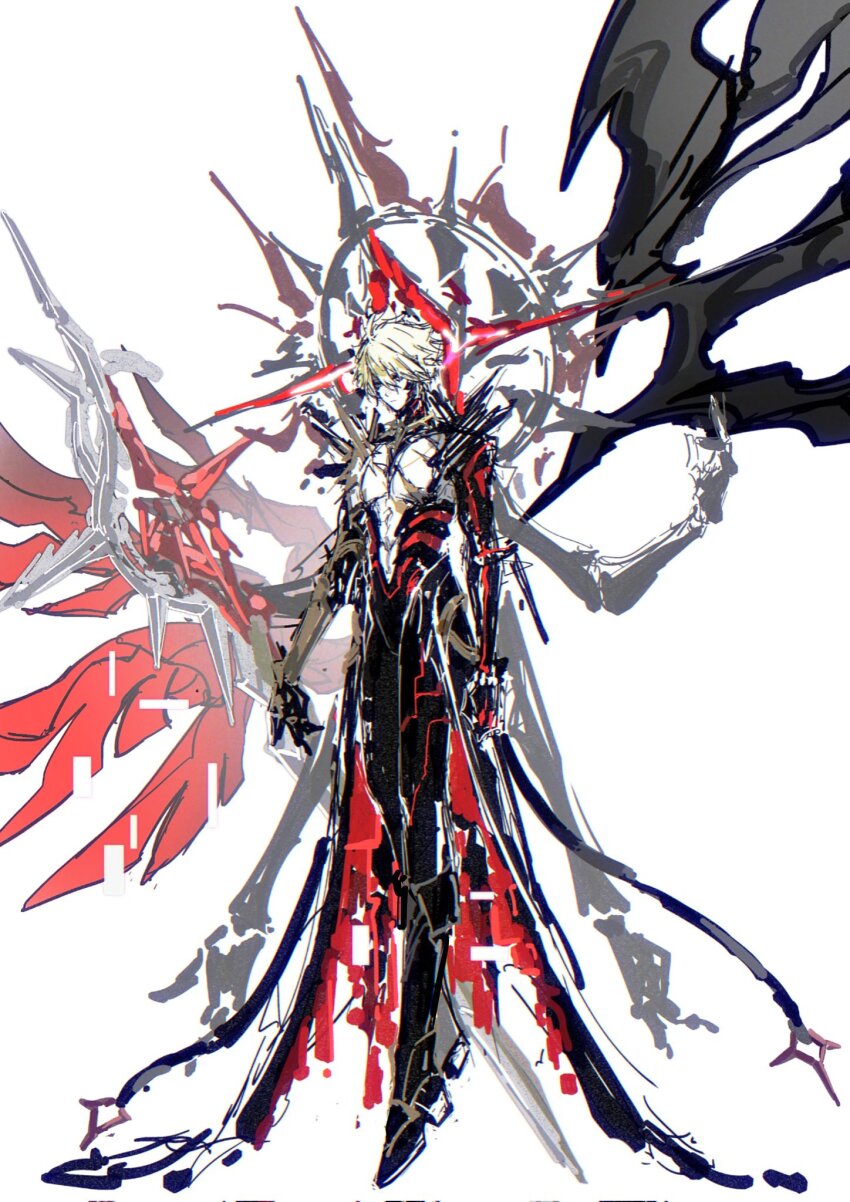 1boy, alternate_costume, alternate_universe, antenna_hair, anxilotus, black_skin, blonde_hair, chinese_commentary