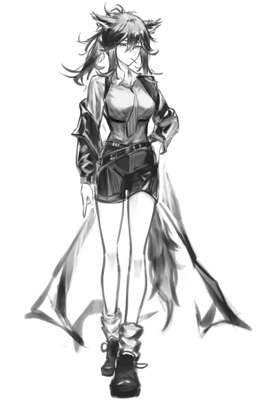 1girl, absurdres, animal_ears, arknights, arm_at_side, chinese_commentary, commentary_request, full_body