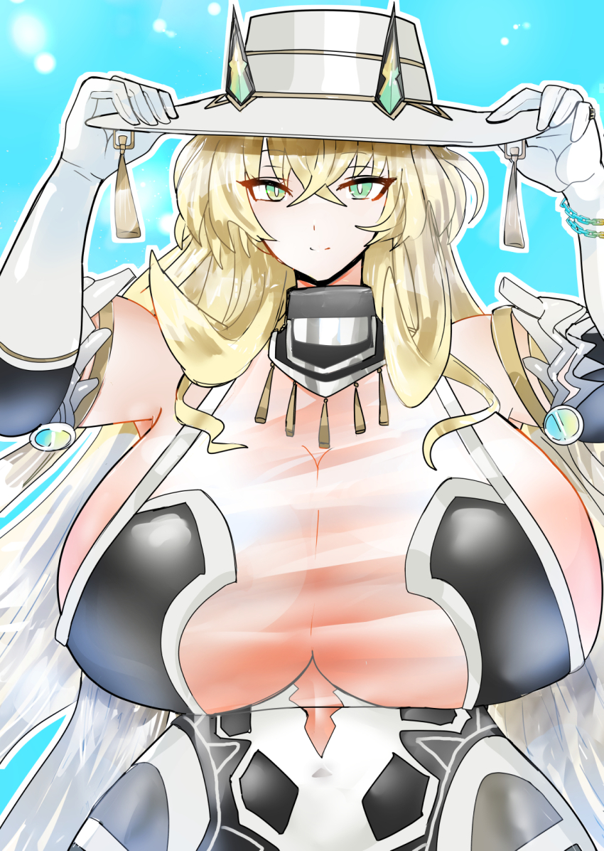 1girl, bare_shoulders, barghest_(fate), barghest_(celebratory_attire)_(fate), black_dress, blonde_hair, blush, breasts